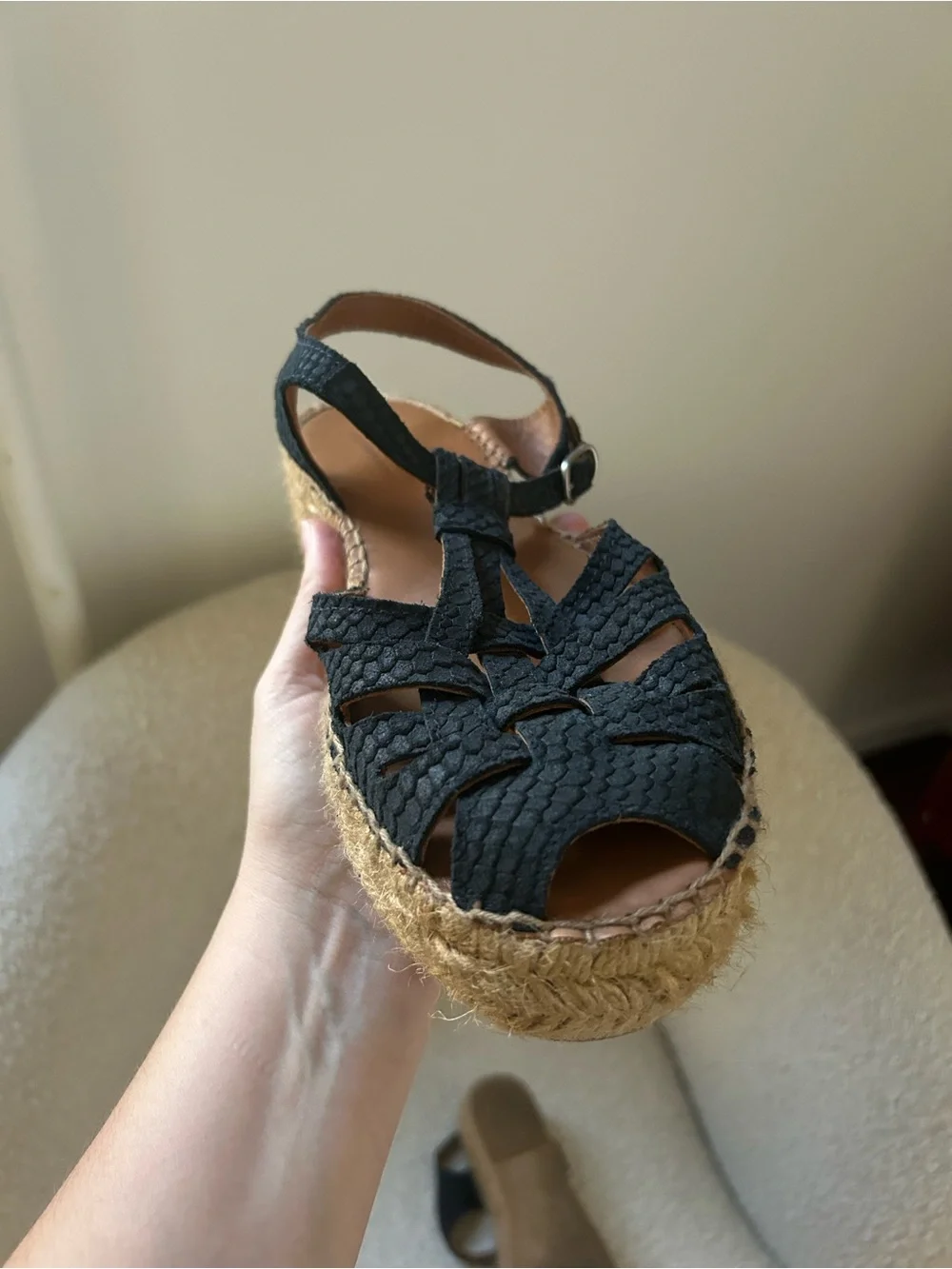 Naguisa Navy Espadrille Platform Sandals 40 / 9.5